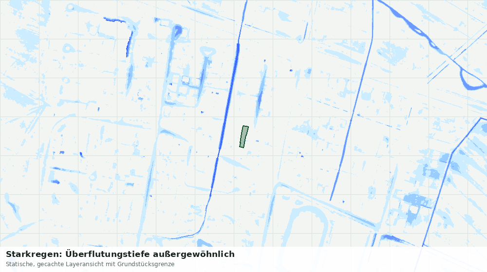 Statische Kartenansicht: Starkregen: Überflutungstiefe außergewöhnlich