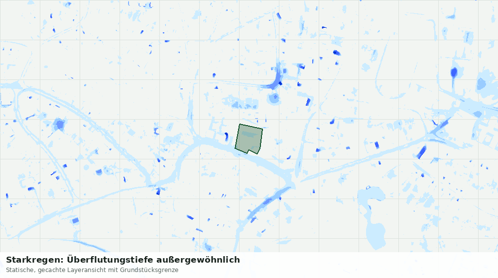 Statische Kartenansicht: Starkregen: Überflutungstiefe außergewöhnlich