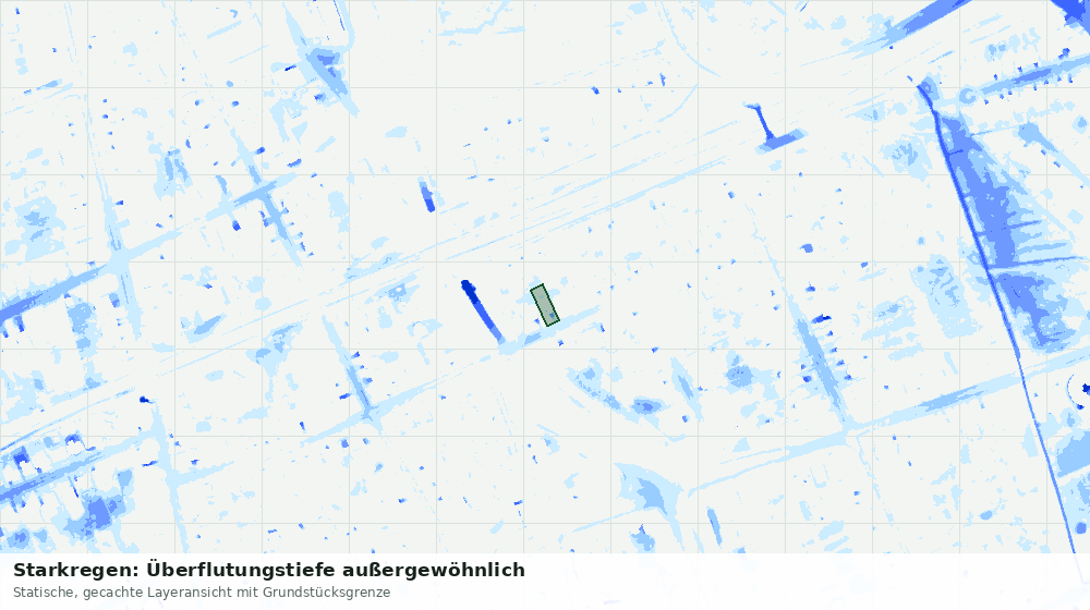 Statische Kartenansicht: Starkregen: Überflutungstiefe außergewöhnlich