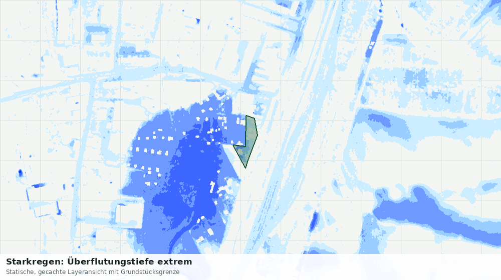 Statische Kartenansicht: Starkregen: Überflutungstiefe extrem