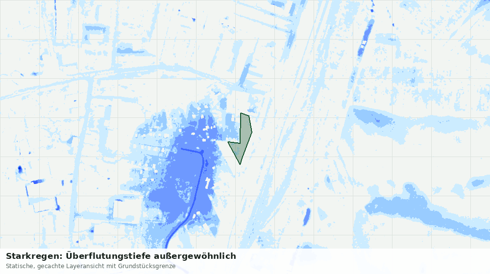 Statische Kartenansicht: Starkregen: Überflutungstiefe außergewöhnlich