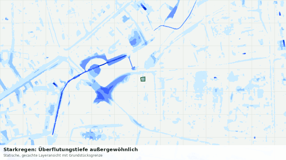 Statische Kartenansicht: Starkregen: Überflutungstiefe außergewöhnlich
