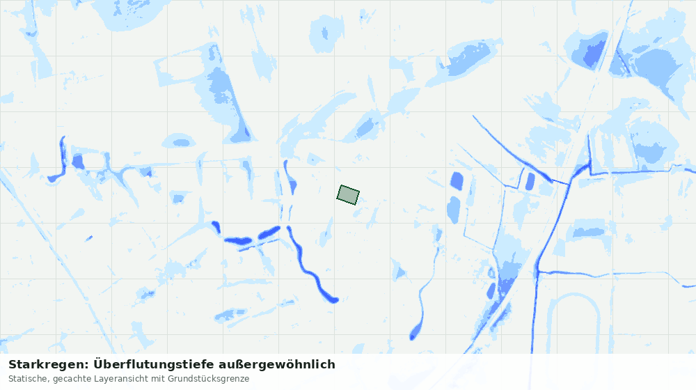Statische Kartenansicht: Starkregen: Überflutungstiefe außergewöhnlich