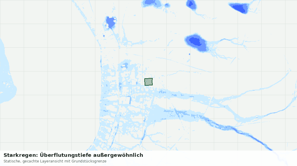 Statische Kartenansicht: Starkregen: Überflutungstiefe außergewöhnlich