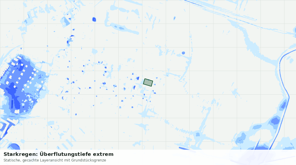 Statische Kartenansicht: Starkregen: Überflutungstiefe extrem