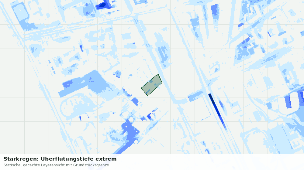 Statische Kartenansicht: Starkregen: Überflutungstiefe extrem