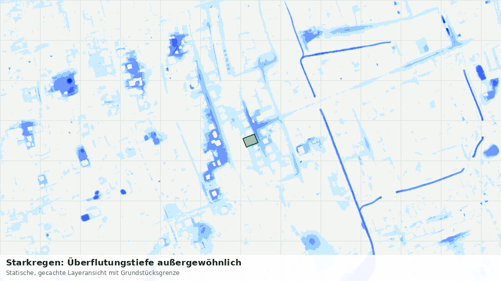 Statische Kartenansicht: Starkregen: Überflutungstiefe außergewöhnlich
