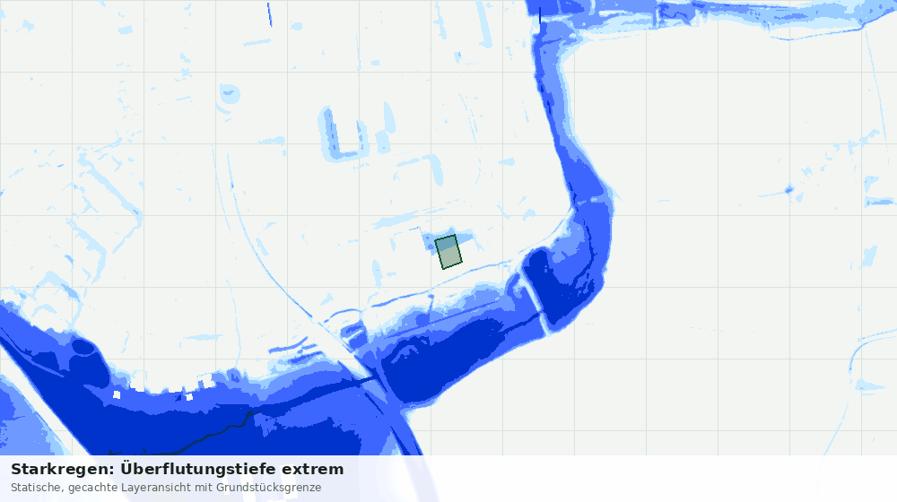 Statische Kartenansicht: Starkregen: Überflutungstiefe extrem