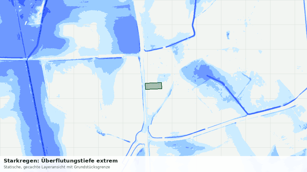 Statische Kartenansicht: Starkregen: Überflutungstiefe extrem