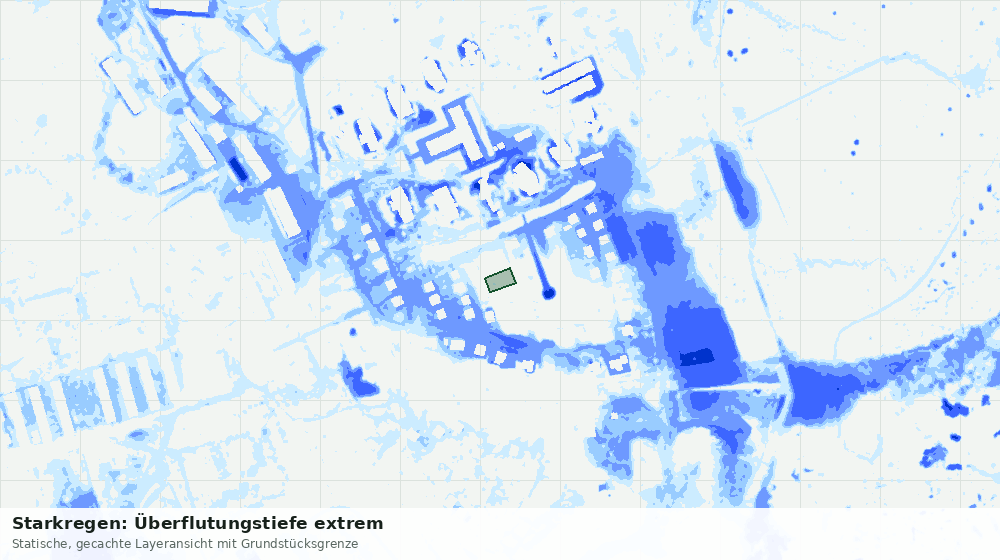 Statische Kartenansicht: Starkregen: Überflutungstiefe extrem