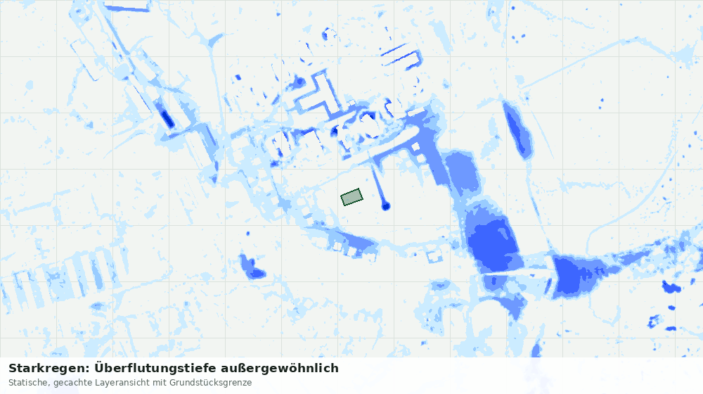 Statische Kartenansicht: Starkregen: Überflutungstiefe außergewöhnlich