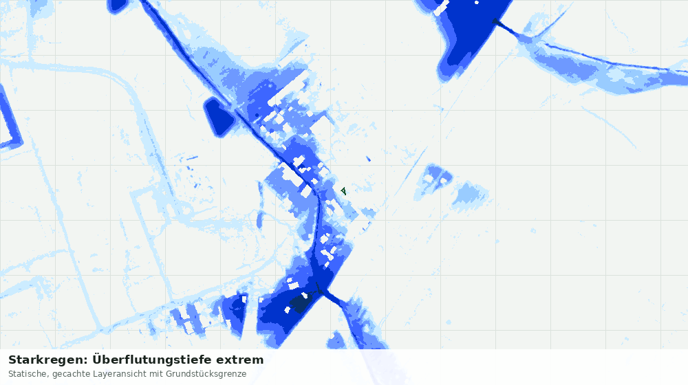 Statische Kartenansicht: Starkregen: Überflutungstiefe extrem