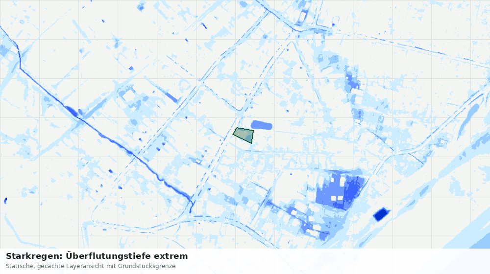 Statische Kartenansicht: Starkregen: Überflutungstiefe extrem