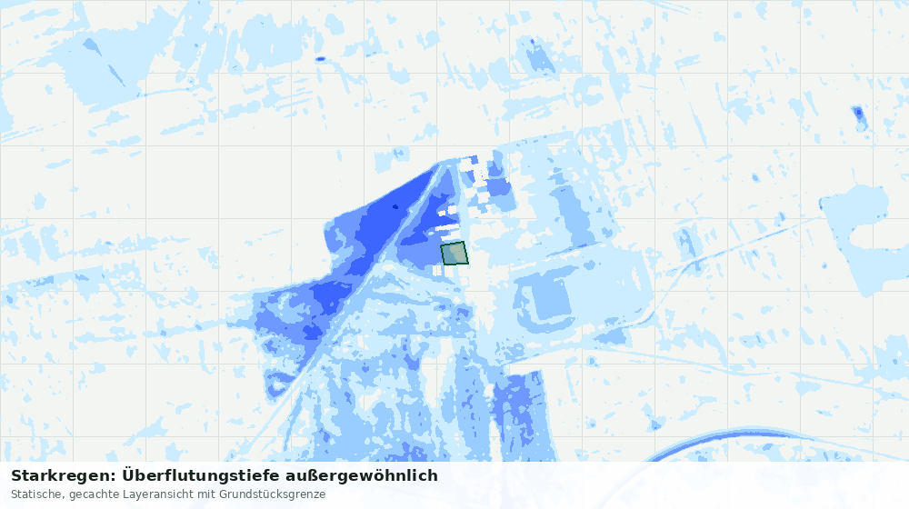 Statische Kartenansicht: Starkregen: Überflutungstiefe außergewöhnlich