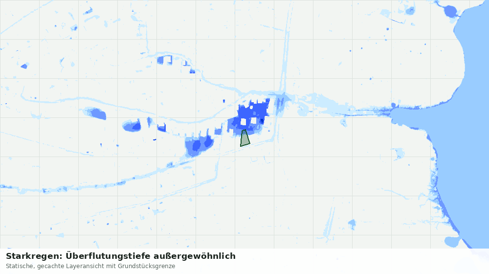 Statische Kartenansicht: Starkregen: Überflutungstiefe außergewöhnlich