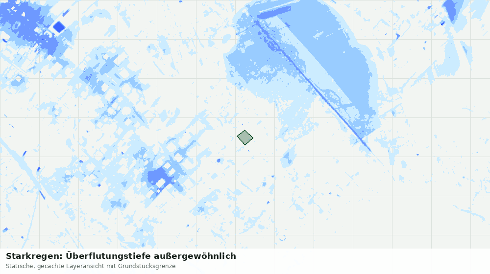 Statische Kartenansicht: Starkregen: Überflutungstiefe außergewöhnlich