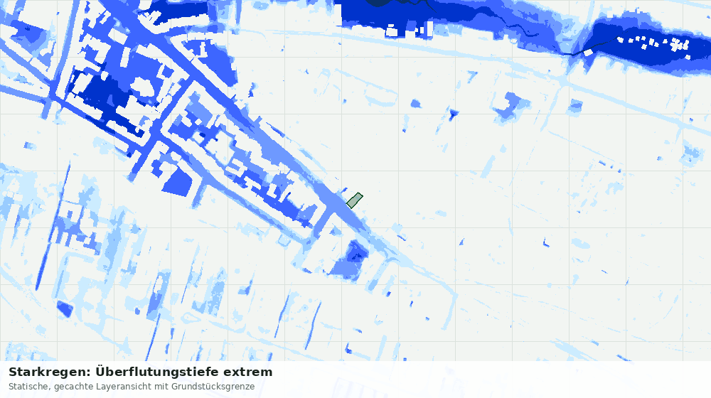 Statische Kartenansicht: Starkregen: Überflutungstiefe extrem
