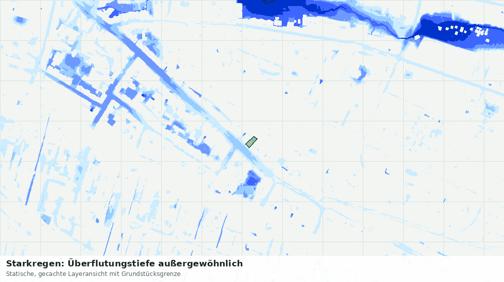 Statische Kartenansicht: Starkregen: Überflutungstiefe außergewöhnlich