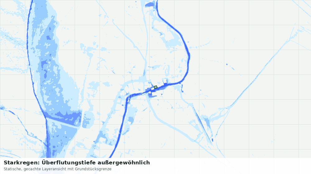 Statische Kartenansicht: Starkregen: Überflutungstiefe außergewöhnlich