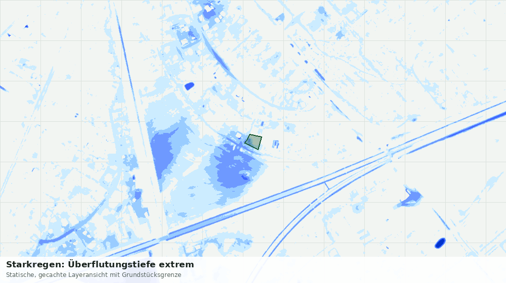 Statische Kartenansicht: Starkregen: Überflutungstiefe extrem
