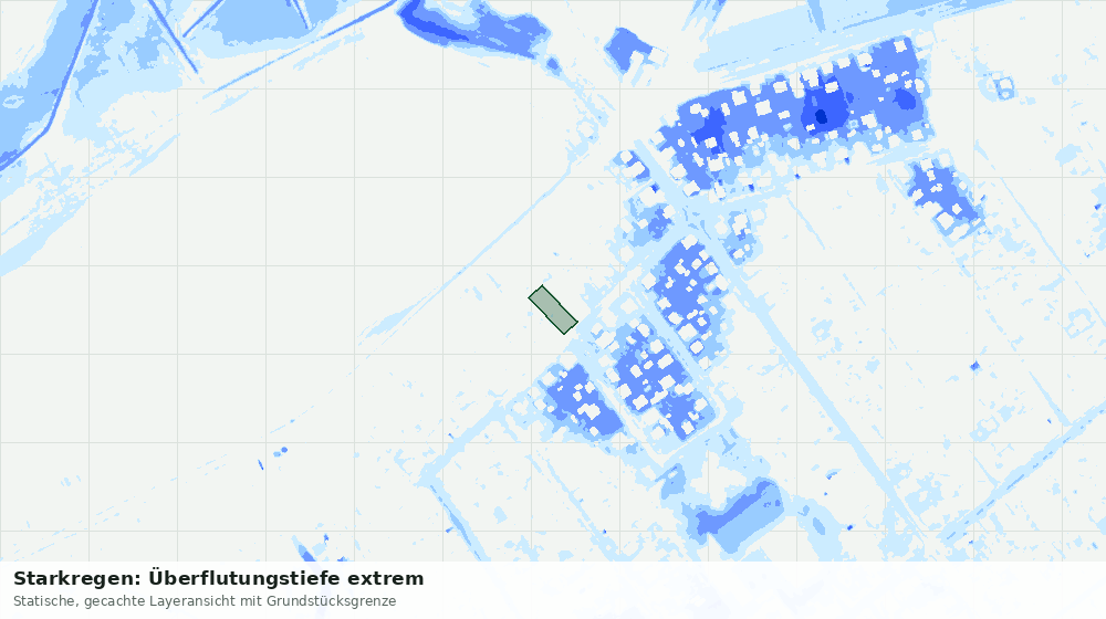 Statische Kartenansicht: Starkregen: Überflutungstiefe extrem