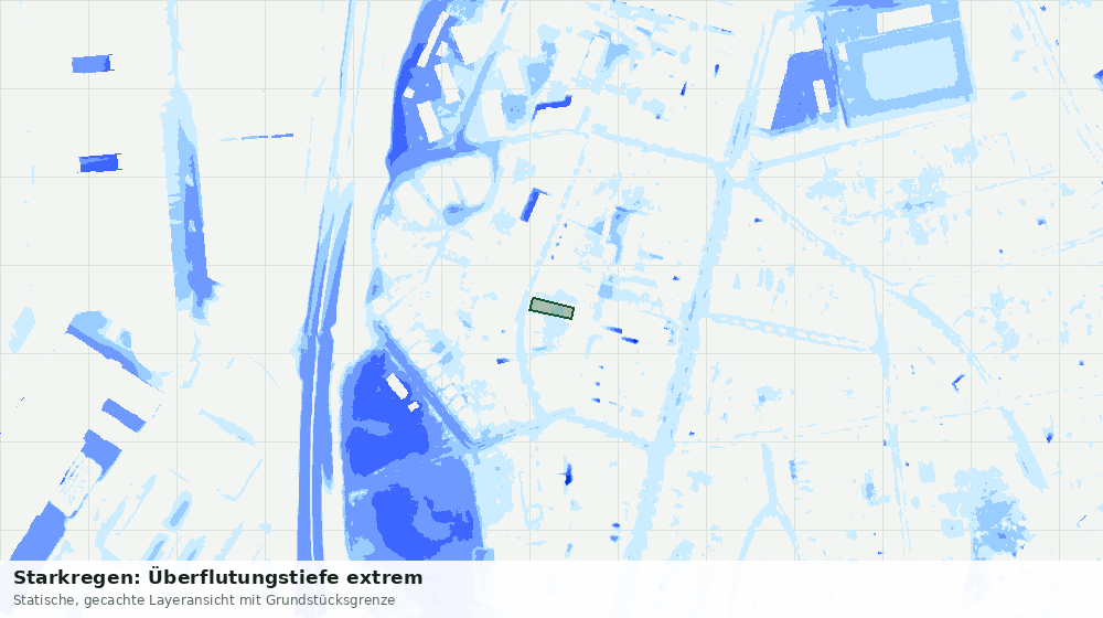 Statische Kartenansicht: Starkregen: Überflutungstiefe extrem