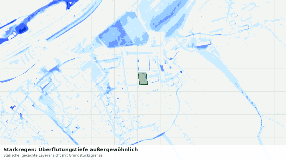 Statische Kartenansicht: Starkregen: Überflutungstiefe außergewöhnlich