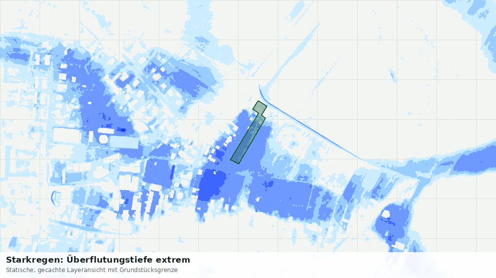 Statische Kartenansicht: Starkregen: Überflutungstiefe extrem