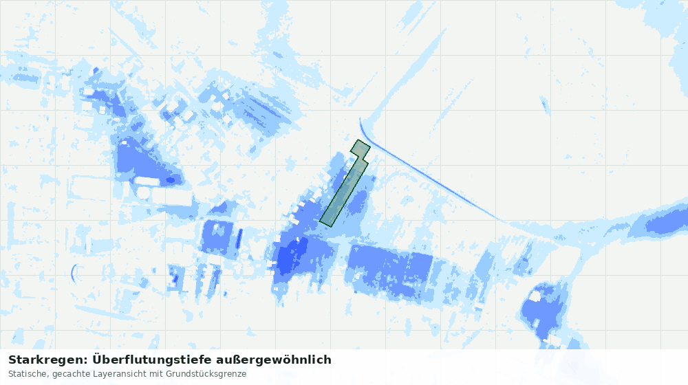 Statische Kartenansicht: Starkregen: Überflutungstiefe außergewöhnlich