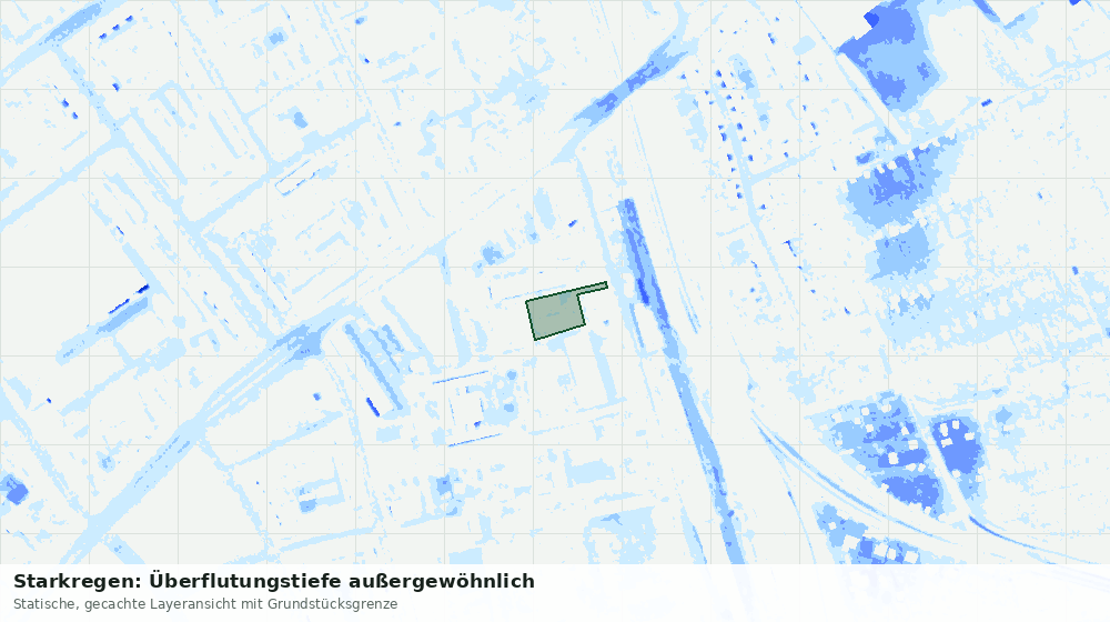 Statische Kartenansicht: Starkregen: Überflutungstiefe außergewöhnlich