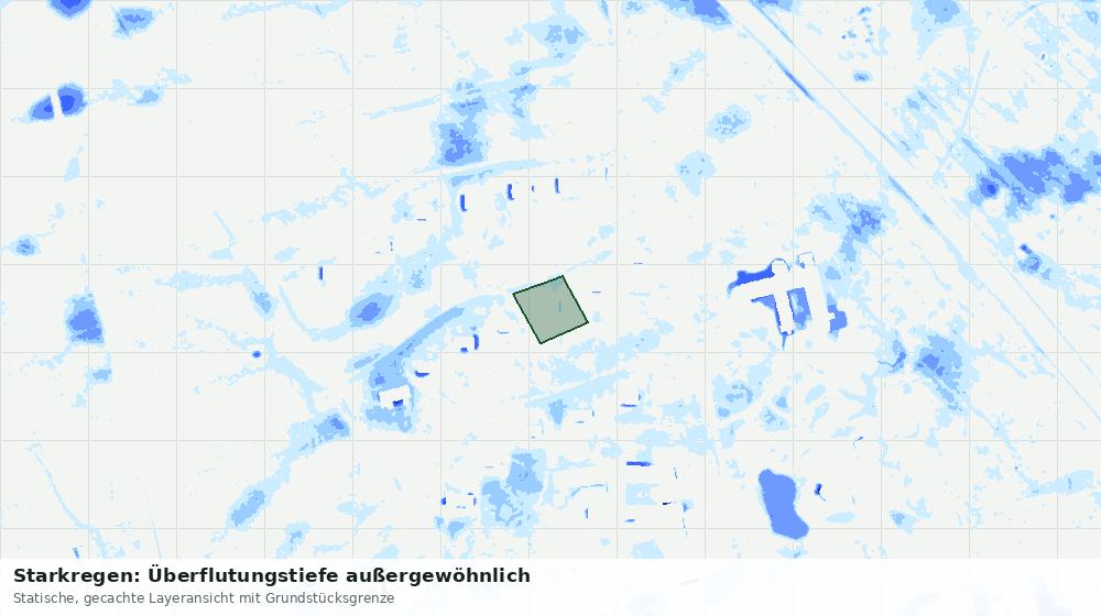 Statische Kartenansicht: Starkregen: Überflutungstiefe außergewöhnlich
