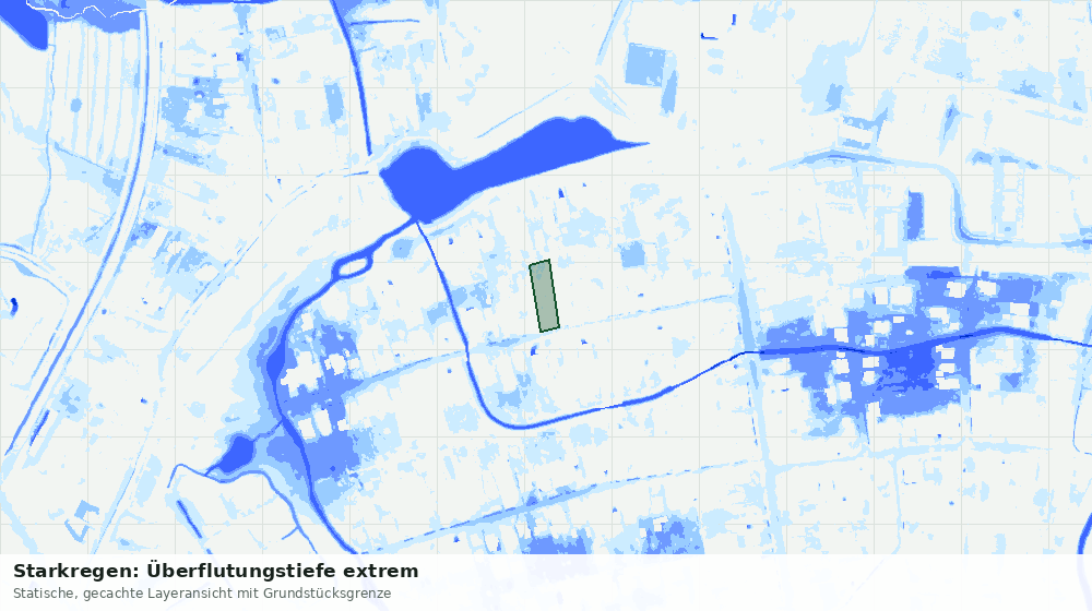 Statische Kartenansicht: Starkregen: Überflutungstiefe extrem