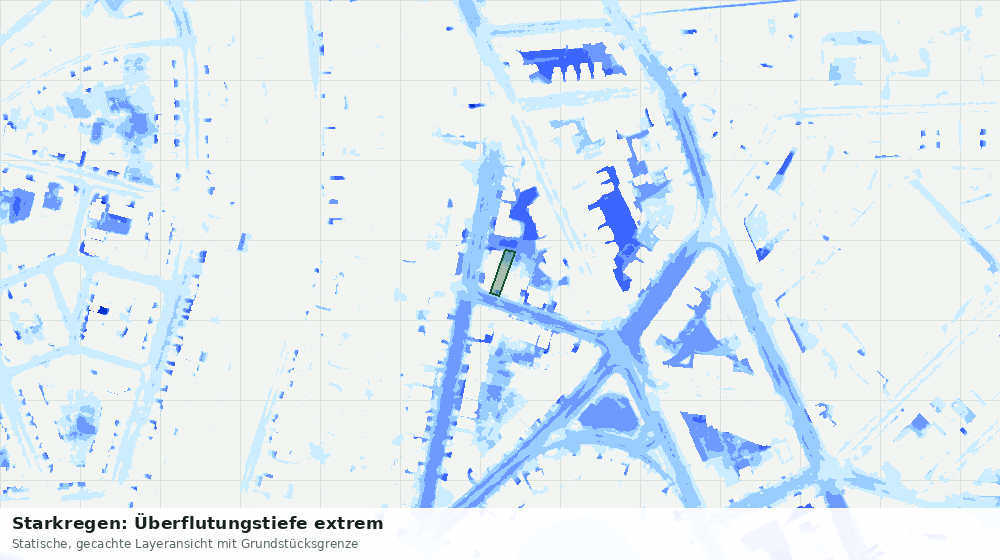 Statische Kartenansicht: Starkregen: Überflutungstiefe extrem