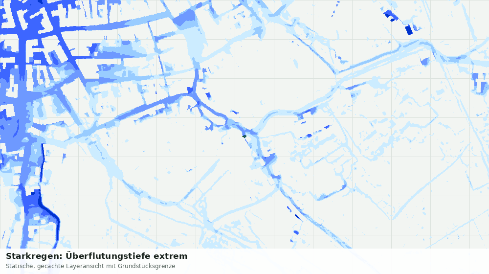 Statische Kartenansicht: Starkregen: Überflutungstiefe extrem