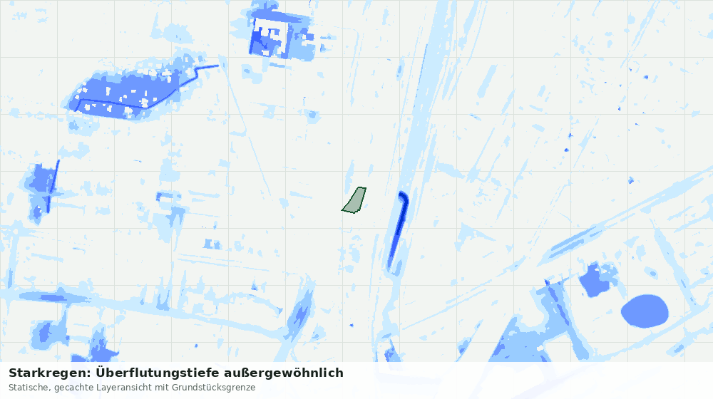 Statische Kartenansicht: Starkregen: Überflutungstiefe außergewöhnlich