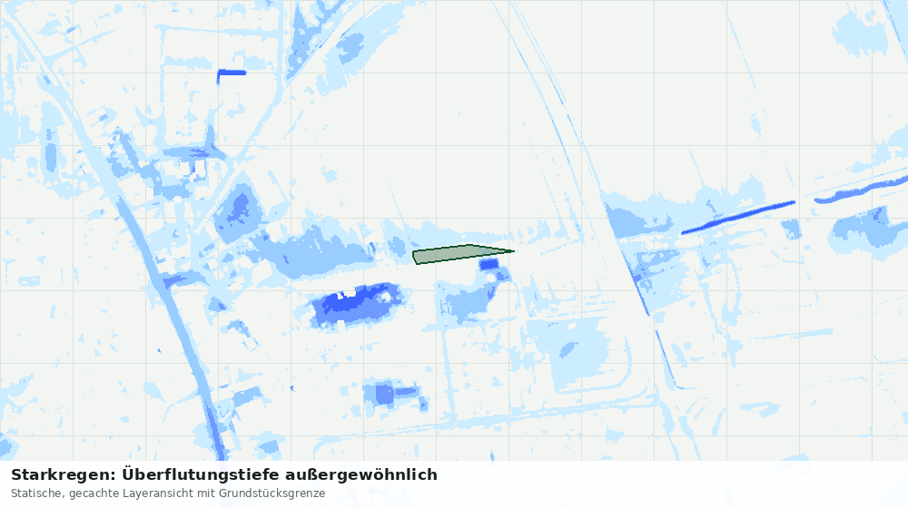 Statische Kartenansicht: Starkregen: Überflutungstiefe außergewöhnlich