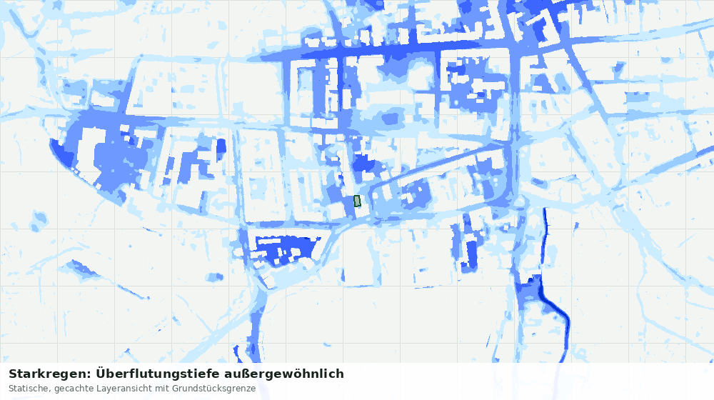Statische Kartenansicht: Starkregen: Überflutungstiefe außergewöhnlich