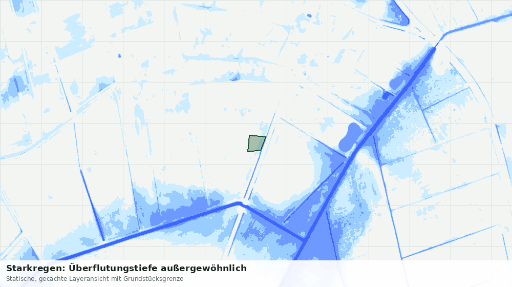 Statische Kartenansicht: Starkregen: Überflutungstiefe außergewöhnlich