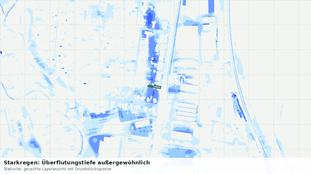 Statische Kartenansicht: Starkregen: Überflutungstiefe außergewöhnlich