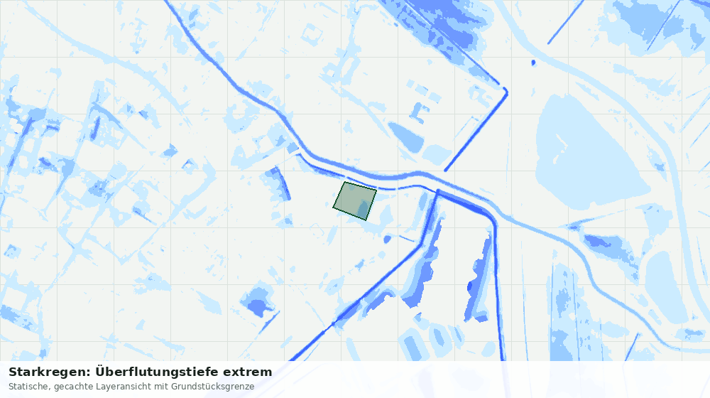 Statische Kartenansicht: Starkregen: Überflutungstiefe extrem