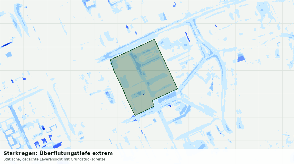 Statische Kartenansicht: Starkregen: Überflutungstiefe extrem