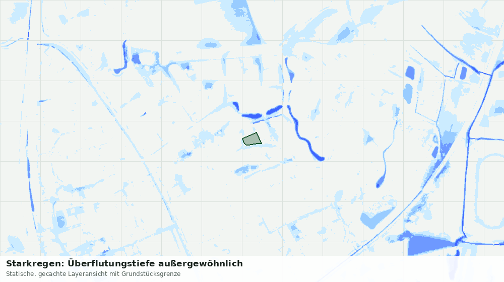 Statische Kartenansicht: Starkregen: Überflutungstiefe außergewöhnlich