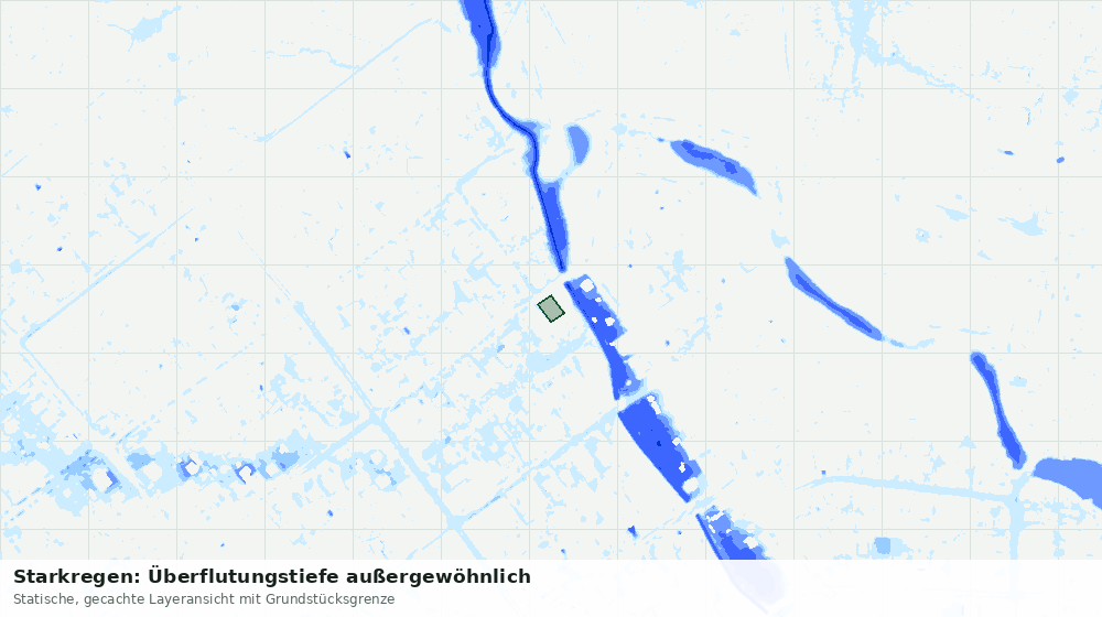 Statische Kartenansicht: Starkregen: Überflutungstiefe außergewöhnlich
