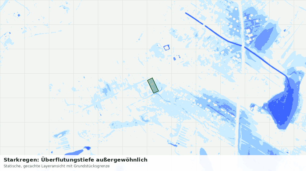 Statische Kartenansicht: Starkregen: Überflutungstiefe außergewöhnlich