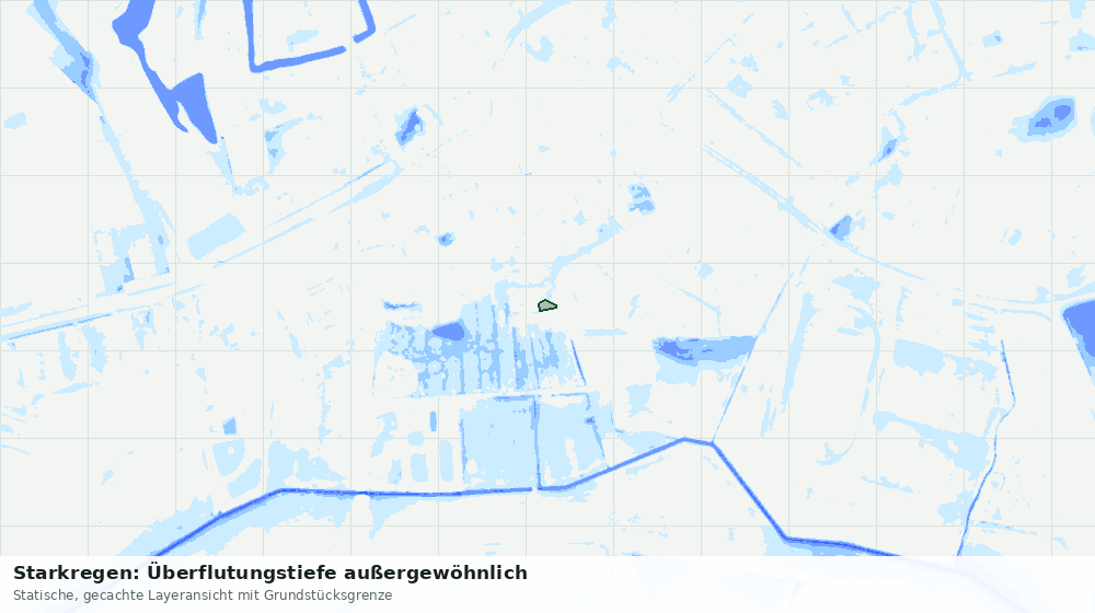 Statische Kartenansicht: Starkregen: Überflutungstiefe außergewöhnlich