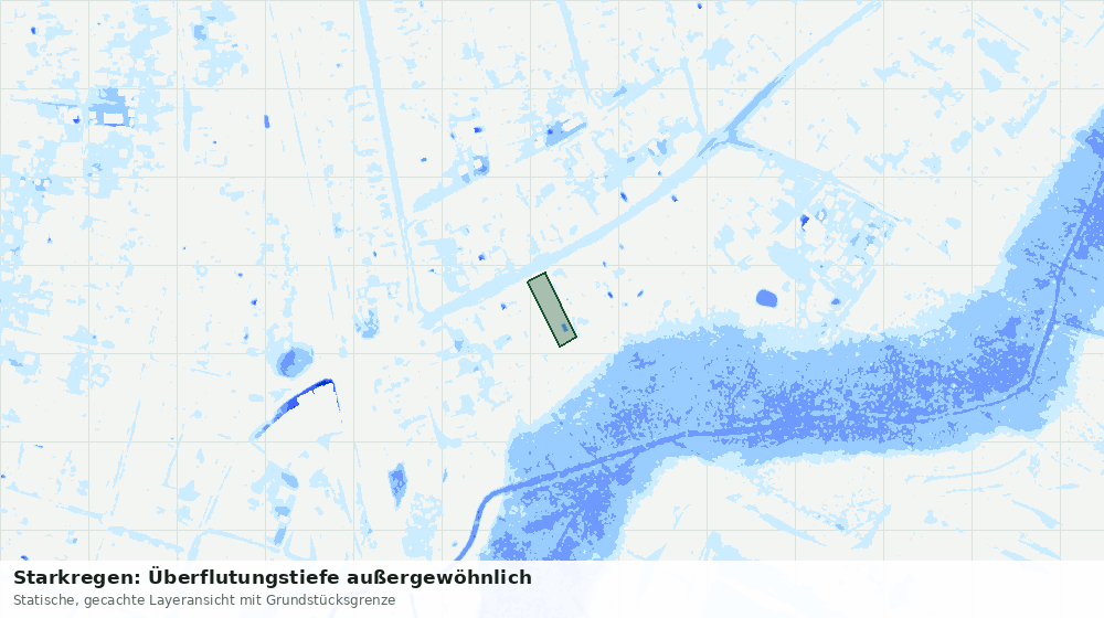 Statische Kartenansicht: Starkregen: Überflutungstiefe außergewöhnlich