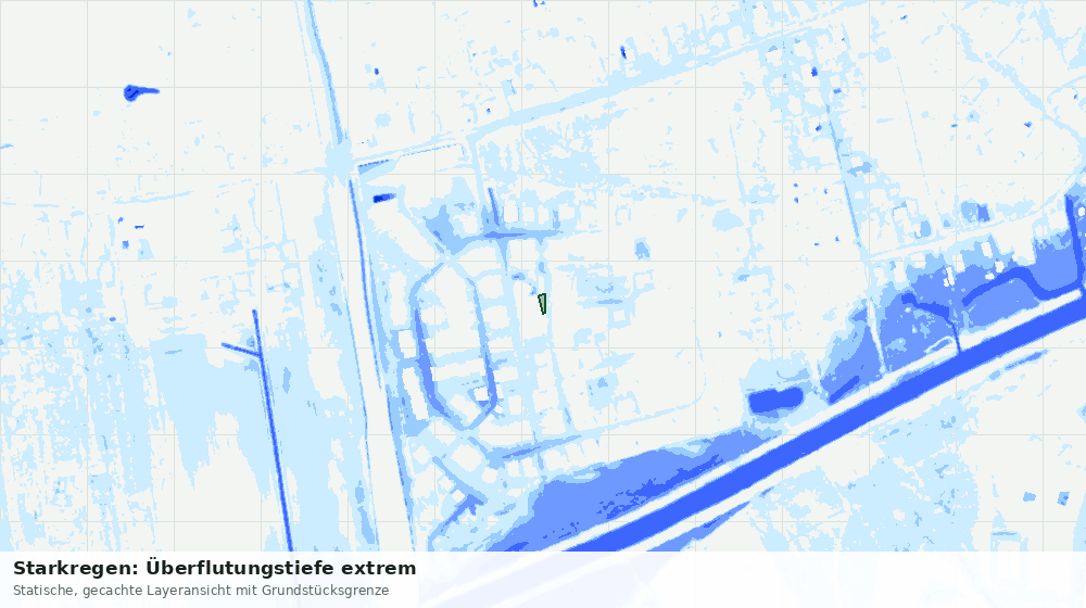 Statische Kartenansicht: Starkregen: Überflutungstiefe extrem