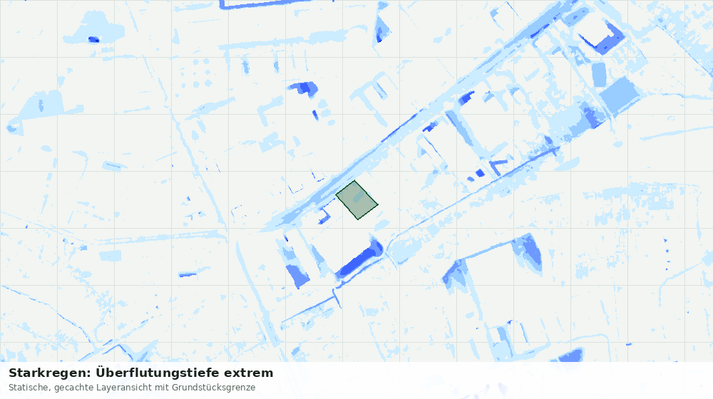 Statische Kartenansicht: Starkregen: Überflutungstiefe extrem