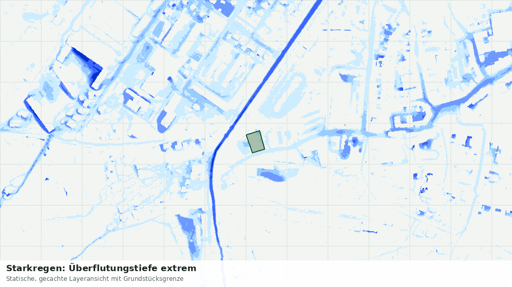 Statische Kartenansicht: Starkregen: Überflutungstiefe extrem
