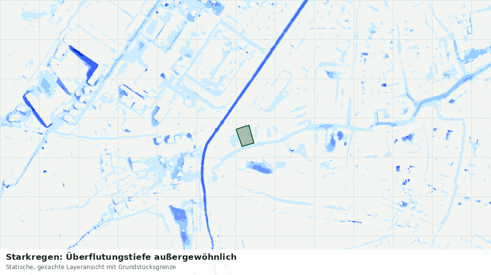 Statische Kartenansicht: Starkregen: Überflutungstiefe außergewöhnlich